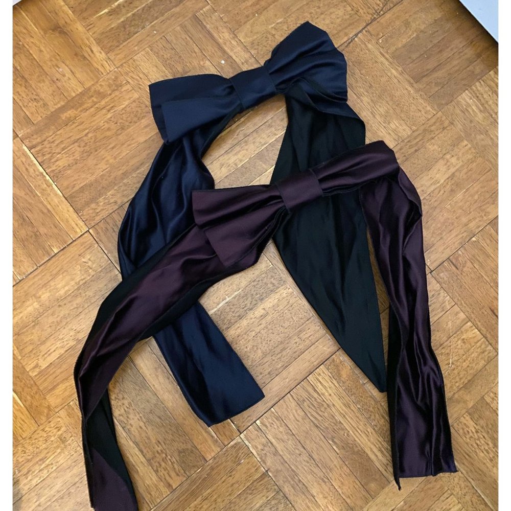 Silk Satin Bows, Dark Navy Purple Black